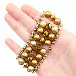 Macy's Tailored Bling Womens Gold and Bronze Bead Stretch Bracelet